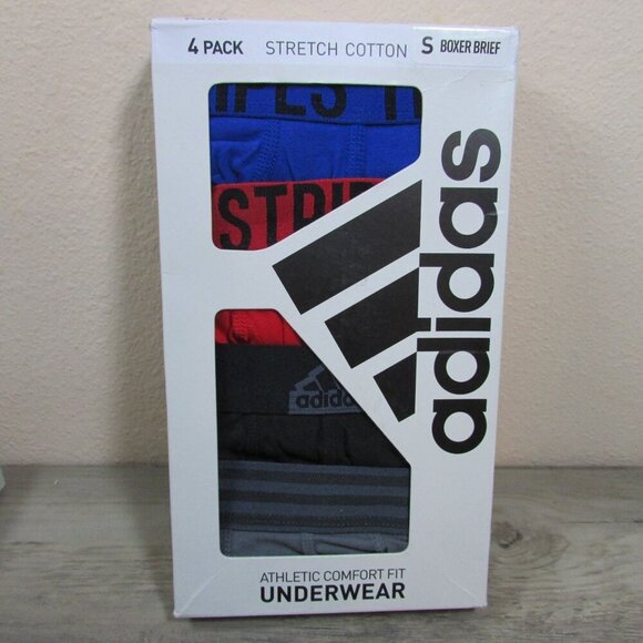 *Various Colors* NEW Adidas Men's Small Stretch Cotton Boxer Briefs 4 Pack - Picture 6 of 9